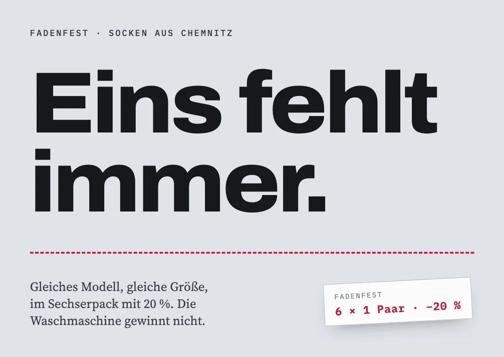 Fadenfest – Sechserpack (Vorderseite)