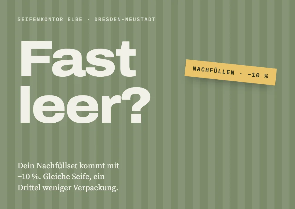 Seifenkontor Elbe – Nachfüllen (Vorderseite)